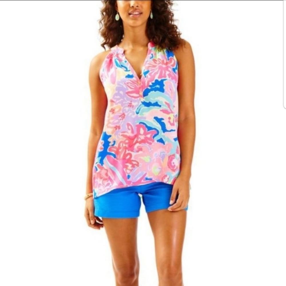 Lilly Pulitzer |  Bailey 100% SILK Tank Top In Multi Playa | Size: XXS